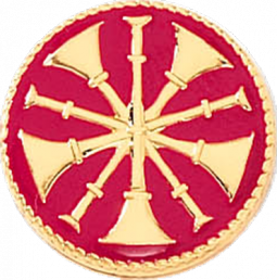 Chief Five Crossed Bugles on a Red Background