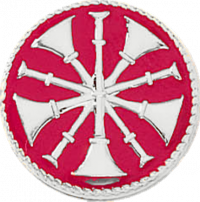 Chief Five Crossed Bugles on a Red Background