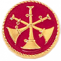 Division Chief Three Crossed Bugles with a Red Background