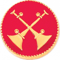 Battalion Chief Two Crossed Bugles on a Red Background