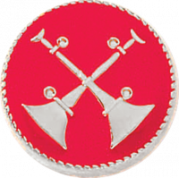 Battalion Chief Two Crossed Bugles on a Red Background