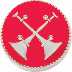 Battalion Chief Two Crossed Bugles on a Red Background