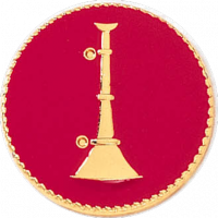 Lieutenant One Vertical Bugle on a Red Background