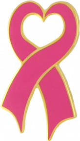 Breast Cancer Awareness Heart Ribbon Pin