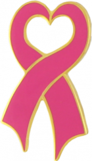 Breast Cancer Awareness Heart Ribbon Pin