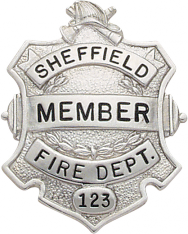 Fire Helmet Topped Badge F109