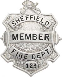 Fire Helmet Topped Badge F109
