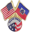 QS-10327 USA Flag crossed with Haiti Flag with Peace Corps Logo