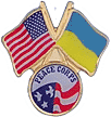 QS-12300 USA Flag crossed with Ukraine Flag with Peace Corps Logo