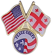 QS-12462 USA Flag crossed with Georgia Flag with Peace Corps Logo