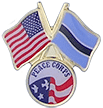 QS-11614 USA Flag crossed with Botswana Flag with Peace Corps Logo