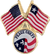 QS-12648 USA Flag crossed with Liberia Flag with Peace Corps Logo
