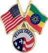 QS-12710 USA Flag crossed with Ethiopia Flag with Peace Corps Logo