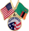 QS-12722 USA Flag crossed with Zambia Flag with Peace Corps Logo