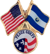 QS-12724 USA Flag crossed with El Salvador Flag with Peace Corps Logo