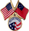 QS-12753 USA Flag crossed with Samoa Flag with Peace Corps Logo