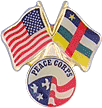 QS-9653 USA Flag crossed with Central African Republic Flag with Peace Corps Logo