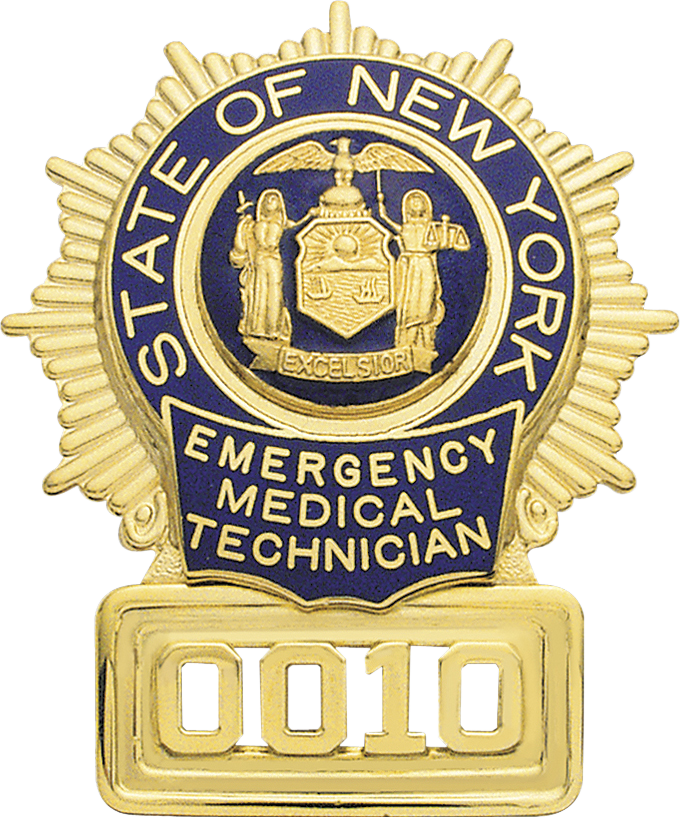 State of NY EMT Badge w/reversed lettering S25EMT Badges Ex Cetera