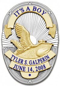 Oval badge with stork S564