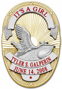 Oval badge with stork S564